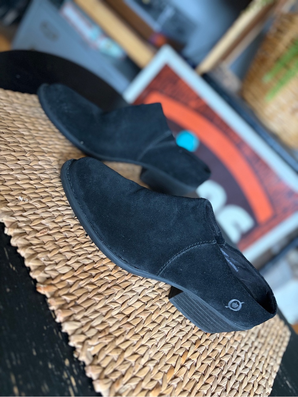 Born Starr Black Suede Western Leather Mule